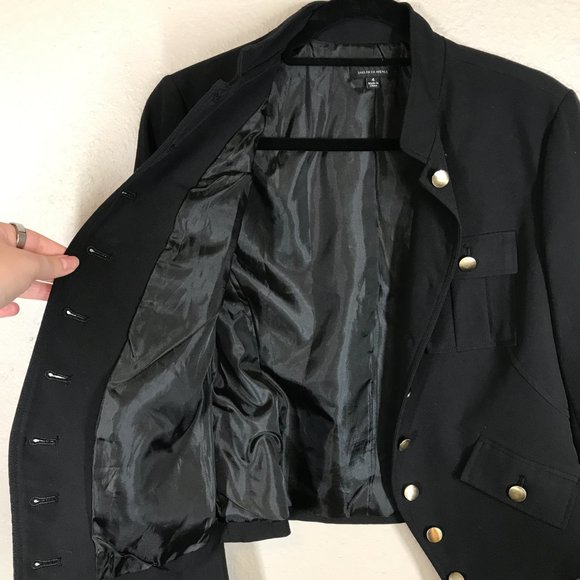 Saks Fifth Avenue Black Label Black Military Style Button Down Blazer Jacket - Picture 4 of 10